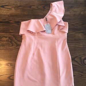 Bardot one shoulder ruffle sleeve dress. NWT